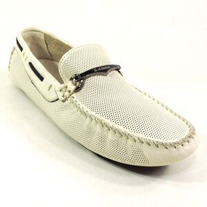 BALDININI 🇮🇹 MEN'S OFF-WHITE SOFT LEATHER COMFORT SUMMER LOAFERS